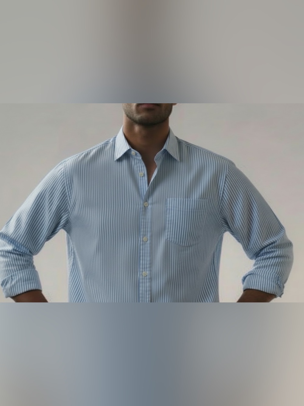 J.Crew Signature Style Blue/White Candy-Striped Button-Down -Size Large/Slim - Picture 2 of 8